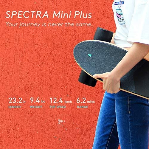 WALNUTT Spectra Mini Plus Electric Skateboard with 3D Posture Control Hub Motors Boosted Maple Board Bluetooth Connectivity Top Speed 12.4 mph Range 6.2 Miles Varying Speeds Smart Braking 9.2 lbs