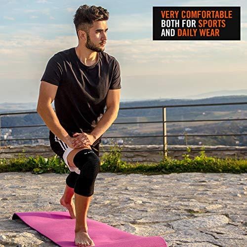 Mava Sports Knee Support Sleeves (Pair) for Joint Pain & Arthritis Relief, Improved Circulation Compression – Support for Running, Jogging,Workout, Walking & Recovery (All Black, XXLarge)