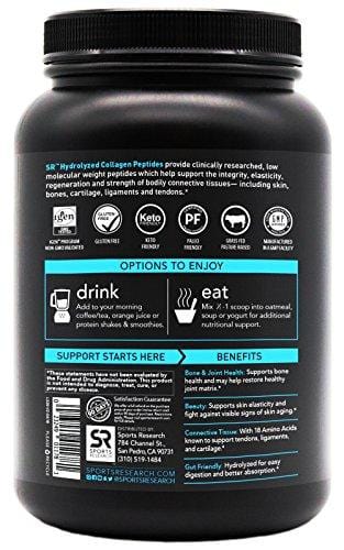Collagen Peptides Powder 'XL' Jar (32oz) | Grass-Fed, Certified Paleo Friendly, Non-GMO and Gluten Free - Unflavored