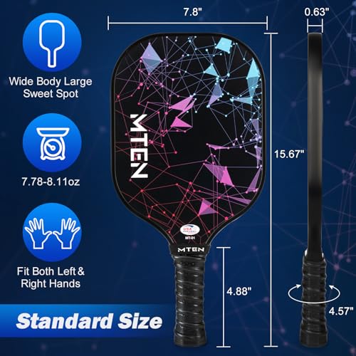 Pickleball Paddles Set of 2, USAPA Approved Fiberglass Surface Pickleball Set with 2 Pickleball Rackets,4 Pickleball Balls,1 Portable Carry Bag,Pickle Ball Paddle Set for Men Women