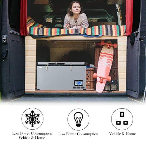 COSTWAY Car Travel Freezer, 84 Quart Portable 2-door Compressor Freezer -4°F to 50°F, Electric Powered Cooler Mini Fridge For Car and Home, Camping, Truck Party (84 Quart)