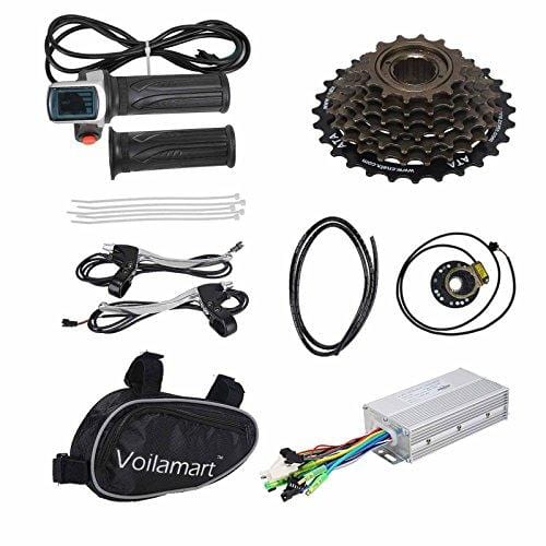 Voilamart Electric Bicycle Kit 26" Rear Wheel 48V 1000W E-Bike Conversion Kit, Cycling Hub Motor with Intelligent Controller and PAS System for Road Bike