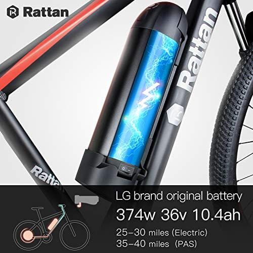 Rattan 26 inch Aluminum Electric Mountain Bike Shimano 7 Speed E-Bike 36V 10.4Ah Lithium Battery 350W Electric Bicycle 26 inch Adult Assisted E-Bike