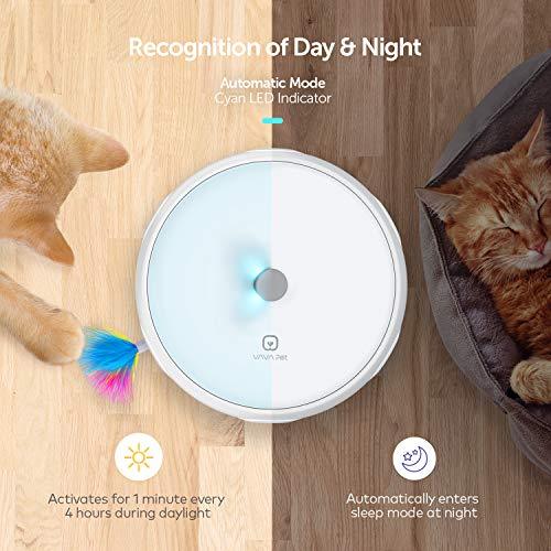 Interactive Cat Toys, VAVA Pet Cat Toys Three Modes Day&Night Play Automatic Randomly Stimulates Cat's Senses Easy Replace Feather(Included Battery&Spare Feather)