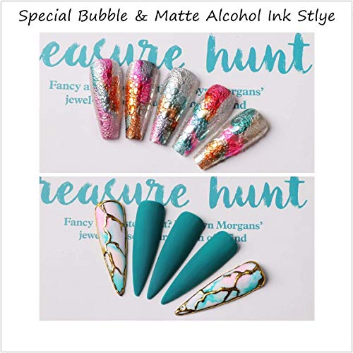 Makartt Blooming Nail Polish, Alcohol Ink Watercolor Pink Blossom Gel Nail Polish Magic Manicuring Kit Work with Transparent Red Marble Nail Vanish Young Nail Art Design,Summer 6 Colors Set