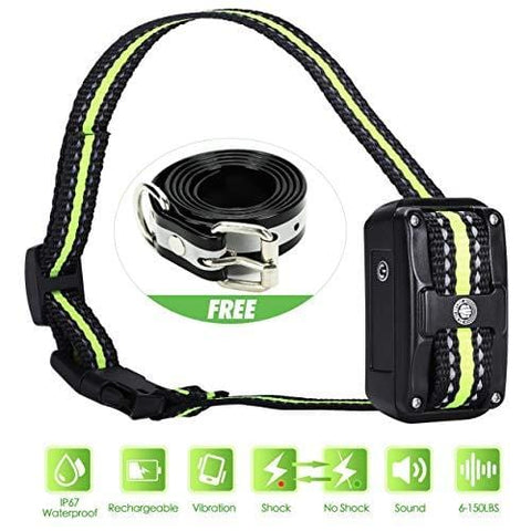 Bark Collar [ Newest 2019 Upgraded ] Rechargeable Shock Training Collar with IP67 Waterproof and Smart Detection Module w/Triple Anti Barking Modes: Beep/Vibration/Shock for Small/Medium/Large dogs