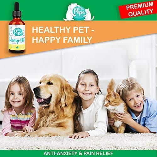 Mr. PePe Full Spectrum Hemp Oil for Dogs & Cats Peanut Butter Flavor 250mg - Organic Pain Relief, Stress & Anxiety Support, Calming Treats, Hip and Joint Health - High in Omega 3,6,9 - Made in USA