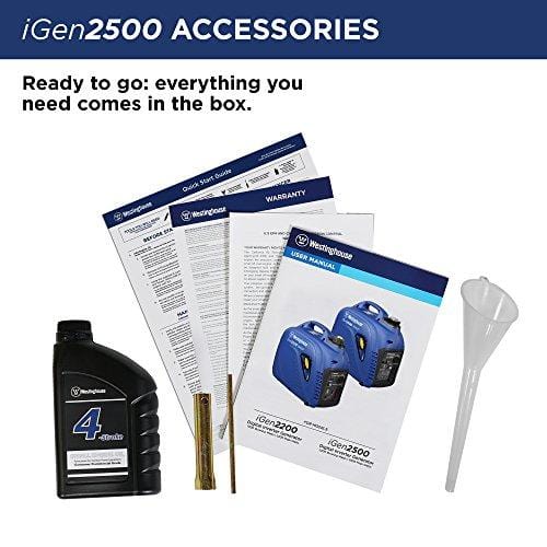 Westinghouse iGen2500 Portable Inverter Generator - 2200 Rated Watts & 2500 Peak Watts - Gas Powered - CARB Compliant