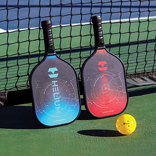 Helium Versus 4-Pack Pickleball Set - Honeycomb Core, Graphite Strike Face, Premium Comfort Grip - Set of Four Paddles, 2 Green Indoor Balls, 2 Yellow Outdoor Balls & Drawstring Bag