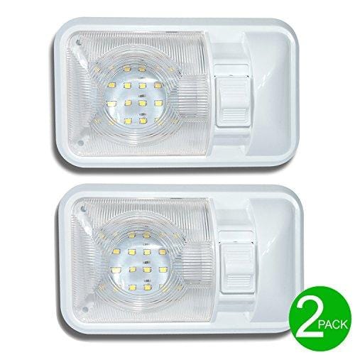 Leisure LED 2 Pack 12V Led RV Ceiling Dome Light RV Interior Lighting for Trailer Camper with Switch, Single Dome 280LM