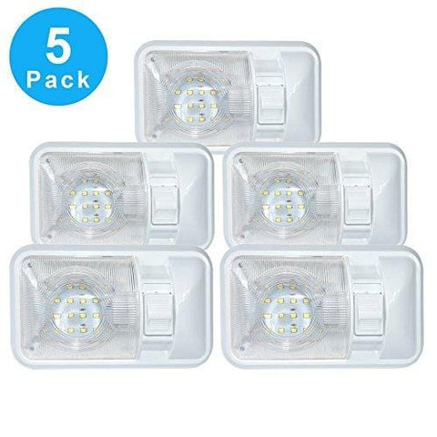 Leisure LED 5 Pack 12V Led RV Ceiling Dome Light RV Interior Lighting for Trailer Camper with Switch, Single Dome 300LM (Natural White 4000-4500K, 5-Pack)