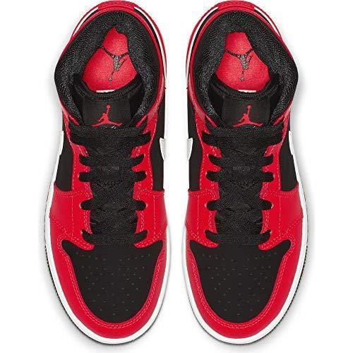 Jordan Boy's Air Jordan 1 Mid (GS) Basketball Shoe, Black/Infrared 23/White, 5.5 M US Big Kid