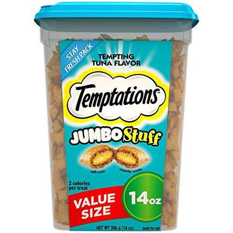 Temptations Jumbo Stuff Cat Treats, Tempting Tuna Flavor, 14 oz Tub