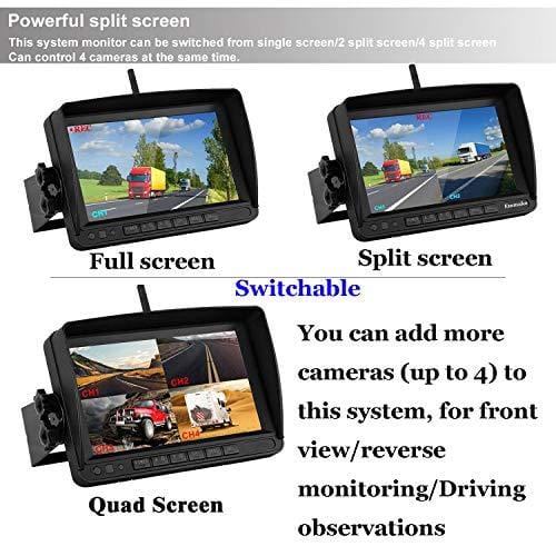 2019 Vision FHD 1080P Digital Wireless Dual Backup Cameras 7''DVR Monitor Kit for RVs,Trucks,5th Wheels Support Split/Quard View Screen High-Speed Observation System IP69K Waterproof Driving/Reverse