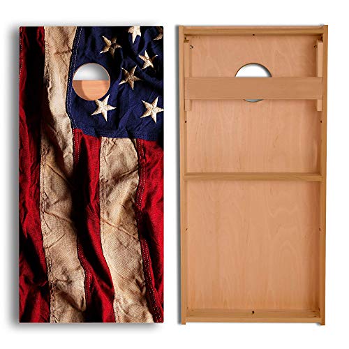 Official Cornhole Boards & Bags Set - American Cornhole Association - American Flag Design - Heavy Duty Wood Construction - Regulation Size Bean Bag Toss for Adults, Kids - Lawn, Tailgate, Camping