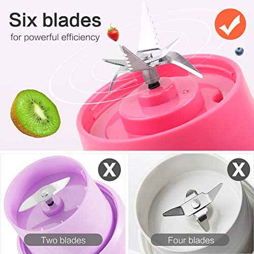 Tenswall Portable, Personal Size Blender Shakes and Smoothies Mini Jucier Cup USB Rechargeabl, pink