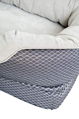 BarksBar Medium Gray Orthopedic Dog Bed - 32 x 22 inches - Snuggly Sleeper with Solid Orthopedic Foam, Extra Comfy Cotton-Padded Rim Cushion and Nonslip Bottom