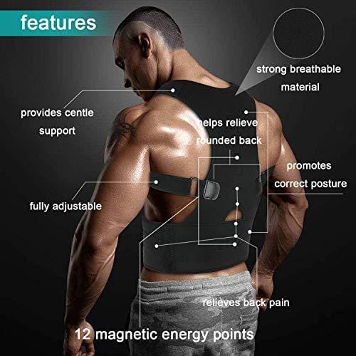 QNTICH Back Brace Posture Corrector Fully Adjustable Support Belt Improves Posture and Provides Lumbar Back Brace Lower and Upper Back Pain Relief Upright Go Posture (Large(27"-35"Waist))