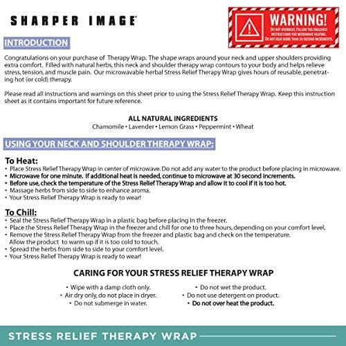 Sharper Image Neck and Shoulder Wrap Pillow Hot and Cold Microwavable Heating Pad with Herbal Aromatherapy for Muscle Pain and Tension Relief Therapy, Cold Compress, Natural Lavender Scent (Gray)