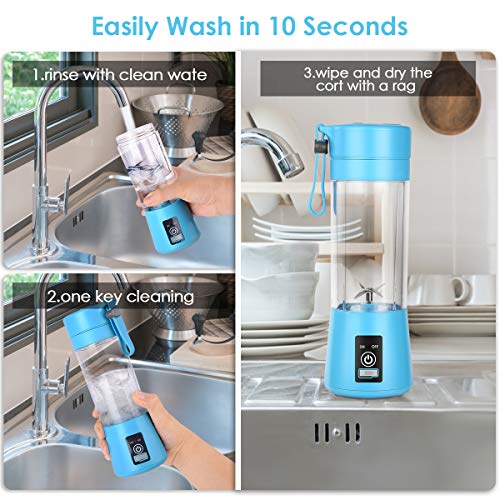 Geohee Personal Blender, Smoothies Mini Jucier Cup USB Rechargeable and Personal Size Blender Shakes,380ml,Fruit Juice,Mixer