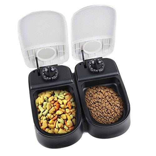 PAWISE Automatic Pet Feeder 2-Meal Food Dispenser Timed Food Bowl for Dogs Cats