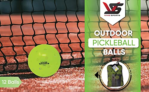 Vivid Sports Outdoor Pickleballs | 12 Pack | 6 Pack | USA Pickleball Approved & Sanctioned for Tournament Play, Pickleball Balls with Mesh Carry Bag
