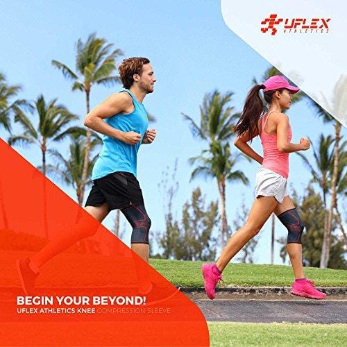 UFlex Athletics Knee Compression Sleeve Support for Running, Jogging, Sports - Brace for Joint Pain Relief, Arthritis and Injury Recovery - Single Wrap Size Medium