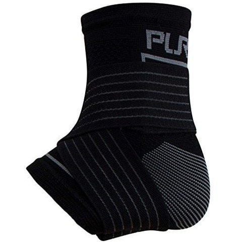 Ankle Support Brace – Compression Sleeve with Adjustable Strap, Great for Running, Ankle Sprains (S/M, Black)