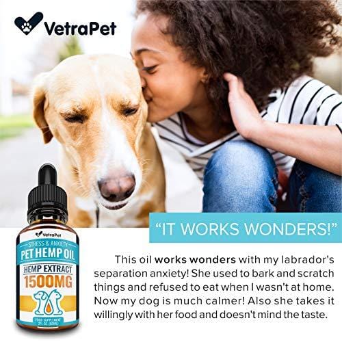 Hemp Oil For DOGS and CATS – 1500 MG – Natural HEMP Extract and Hemp Oil for Pets - Made in USA – Best for Dog Anxiety, Pain Relief and Joint Support for Dogs – Pet Omega 3, 6, 9 – Order RISK-FREE