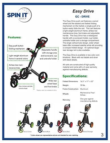 Easy Drive Push Cart, Swiveling Front Wheel - Black/Gray - GCDRIVE-BS