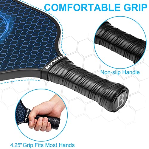 BYKUTA Pickleball Paddles, USAPA Standard Graphite Carbon Fiber Pickleball Set, Lightweight Pickleball Rackets Set, with 4 Outdoor/Indoor Pickle Balls, 1 Portable Backpack, Gifts for Women Men