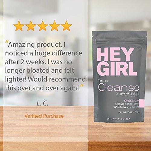 Detox Tea - CLEANSE Herbal Teatox Reduces Bloating & Helps Your Body Stay Regular | Keep Your Colon Happy and You Feeling Healthy with Hey Girl Tea