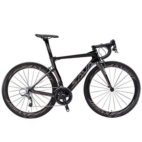 SAVADECK Phantom 2.0 700C Carbon Fiber Road Bike Shimano Ultegra 6800 22 Speed Group Set with Hutchinson 25C Tire and Fizik Saddle (Black Grey,52cm)