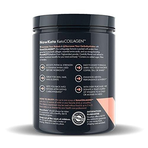 NOW KETO® Keto Collagen™ Peptides w/MCTs Powder (Medium Chain Triglycerides) - Keto Diet - Low Carb High Fat (LCHF) & Great Fiber Source, Great for The Ketogenic Diet & Ketosis- Strawberry Creme