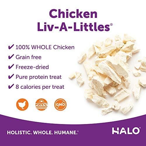 Halo Liv-A-Littles Grain Free Natural Dog Treats & Cat Treats, Freeze Dried Chicken Breast, 2.2-Ounce