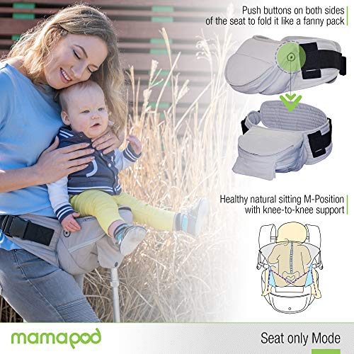 Mamapod All Position 360 Baby Carrier with Support Pole, Adjustable Newborn to Toddler Carrier, Toddler to Infant Baby Carrier with Hip Seat, Comfortable Baby Carrier Backpack