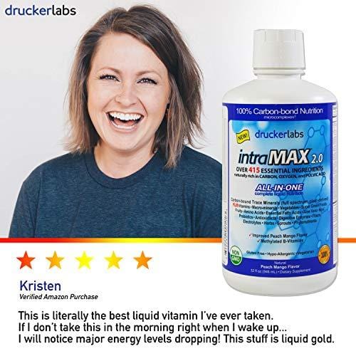 DRUCKER LABS - IntraMAX 2.0 - Organic Liquid Trace Minerals, Multivitamin and Multi-Nutritional Dietary Supplement (32 Ounces / 946 Milliliters, Peach Mango Flavor)