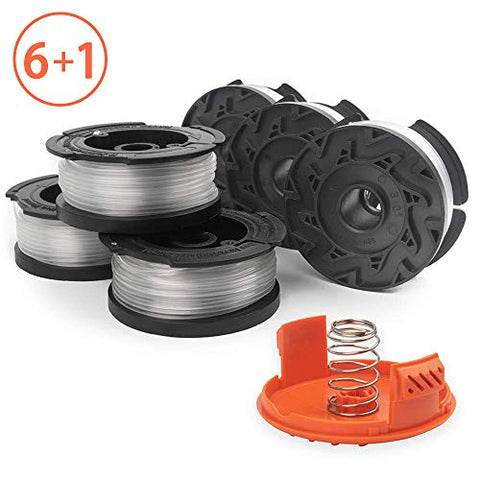 X Home Durable AF-100 Pre-Wound Spools and Cap Combo Set, Compatible with Most Black and Decker String Trimmers, Easy to Install, (6 x Spool + 1 x Cap)