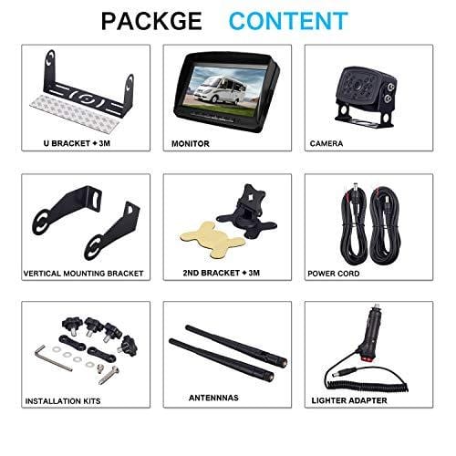 iStrong HD Digital Wireless Backup Camera System For RVs/Trucks/Trailers/5th Wheels/Motorhomes with 7'' Monitor Kit Rear View/Front View Camera IP69K Waterproof IR Night Vision