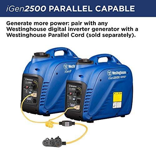 Westinghouse iGen2500 Portable Inverter Generator - 2200 Rated Watts & 2500 Peak Watts - Gas Powered - CARB Compliant
