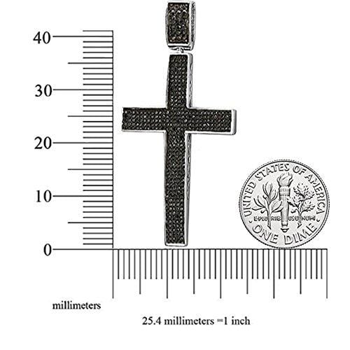 Dazzlingrock Collection 1.20 Carat (ctw) Black Diamond Micro Pave Men's Hip Hop Religious Cross Pendant 1 1/4 CT (Silver Chain Included), Sterling Silver