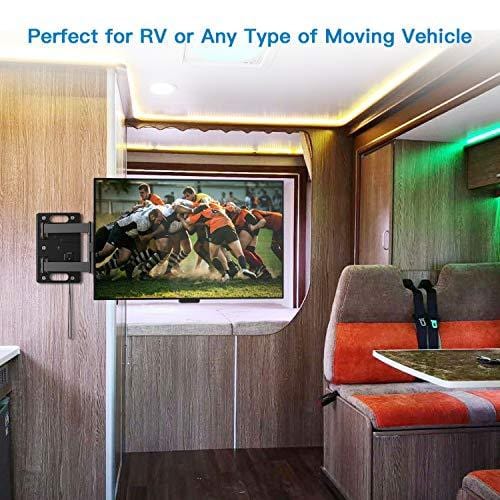 Perlesmith RV Lockable TV Wall Mount for Most 23-43 Inch LED, LCD, OLED Plasma, Flat Screen TVs Full Motion with Articulating Arm Bears up to 77 lbs Swivels Tilts Extends for MotorHomes Camper Trailer