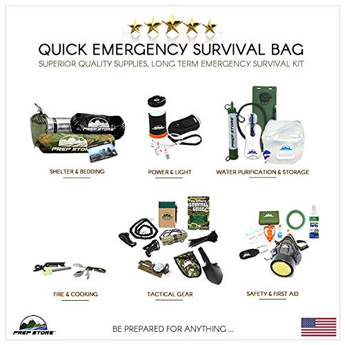 Prep Store - Quick - Emergency Survival Pack - Survival Kit - Bugout Bag - Hurricane Emergency Kit - Survival Bag - Bug Out Bag (Quick Kit)