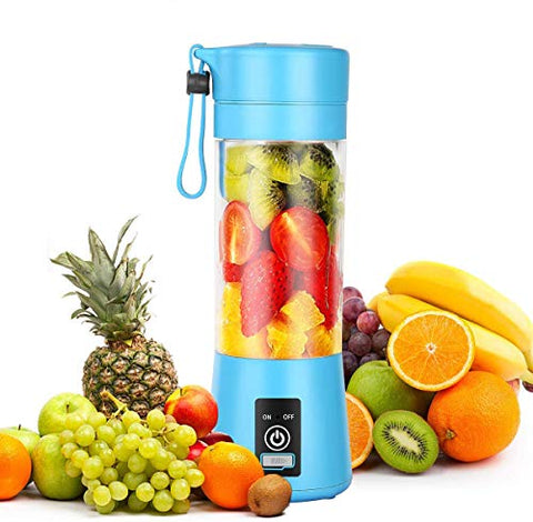Dr.me Portable Blender, Personal Mixer Fruit Rechargeable with USB, Mini Blender for Smoothie, Fruit Juice, 380ml, Six 3D Blades for Great Mixing (Blue)
