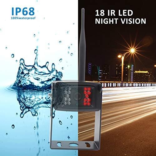 CAMONS Digital Wireless Backup Camera for RV, Trucks, Trailer Backup Camera with Monitor (7" Quad Split No Flicker, Built-in DVR), 120°HD Night Vision IP68 Waterproof Camera Rear/Side/Front with Mic