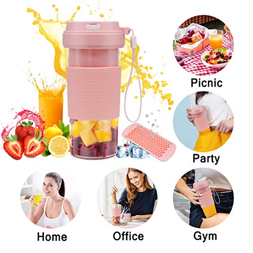 Portable Blender USB Rechargeable, CREATIVE DESIGN Small Blender Cordless Personal Blender for Shakes and Smoothies, 300ml Juice Cup for Travel Home Office