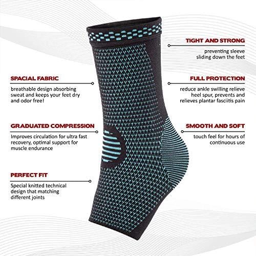 POWERLIX Ankle Brace Compression Support Sleeve (Pair) for Injury Recovery, Joint Pain and More. Plantar Fasciitis Foot Socks with Arch Support, Eases Swelling, Heel Spurs, Achilles Tendon