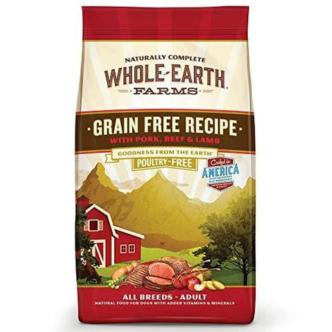 Whole Earth Farms Grain Free Recipe Dry Dog Food, Pork, Beef & Lamb, 25-Pound