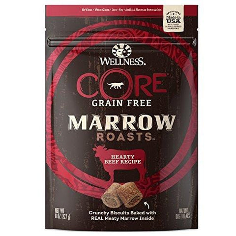 Wellness Core Marrow Roasts Natural Grain Free Dog Treats, Beef, 8-Ounce Bag