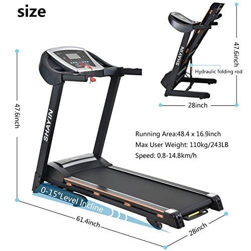 Shayin Treadmills Folding Electric Treadmill Auto Power Incline Running Exercise Machine for Home Gym Exercise Fitness Fold Up